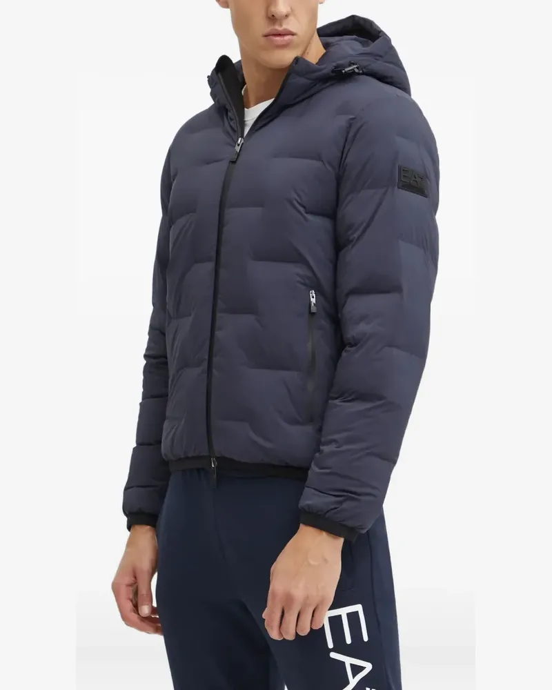 EA7 logo-patch quilted jacket - Blau Blau