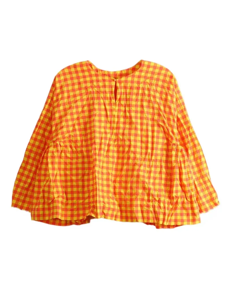 Daniela Gregis gingham-check gathered-detail top - Rosa Rosa