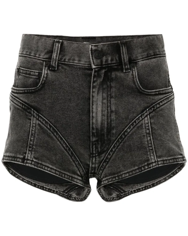 Thierry Mugler Jeans-Shorts im Materialmix - Schwarz Schwarz