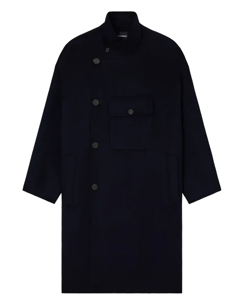 Emporio Armani Doppelreihiger Mantel - Blau Blau