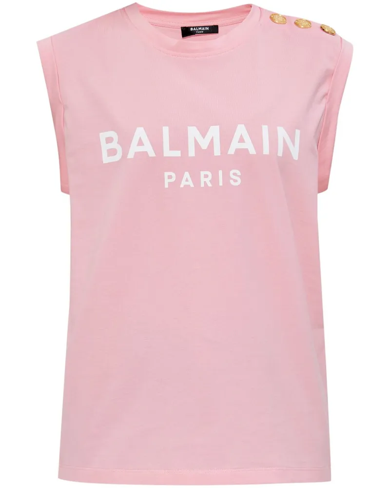 Balmain Tanktop mit Logo-Print - Rosa Rosa