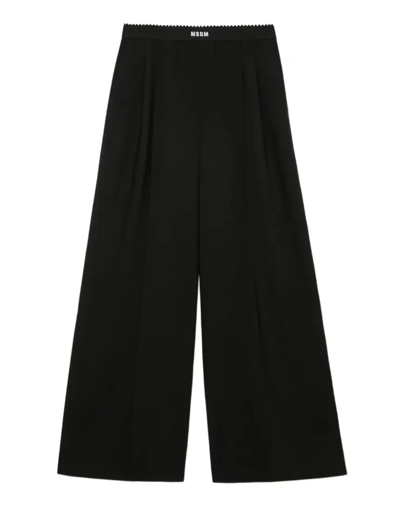 MSGM logo-waistband pleated-design trousers - Schwarz Schwarz