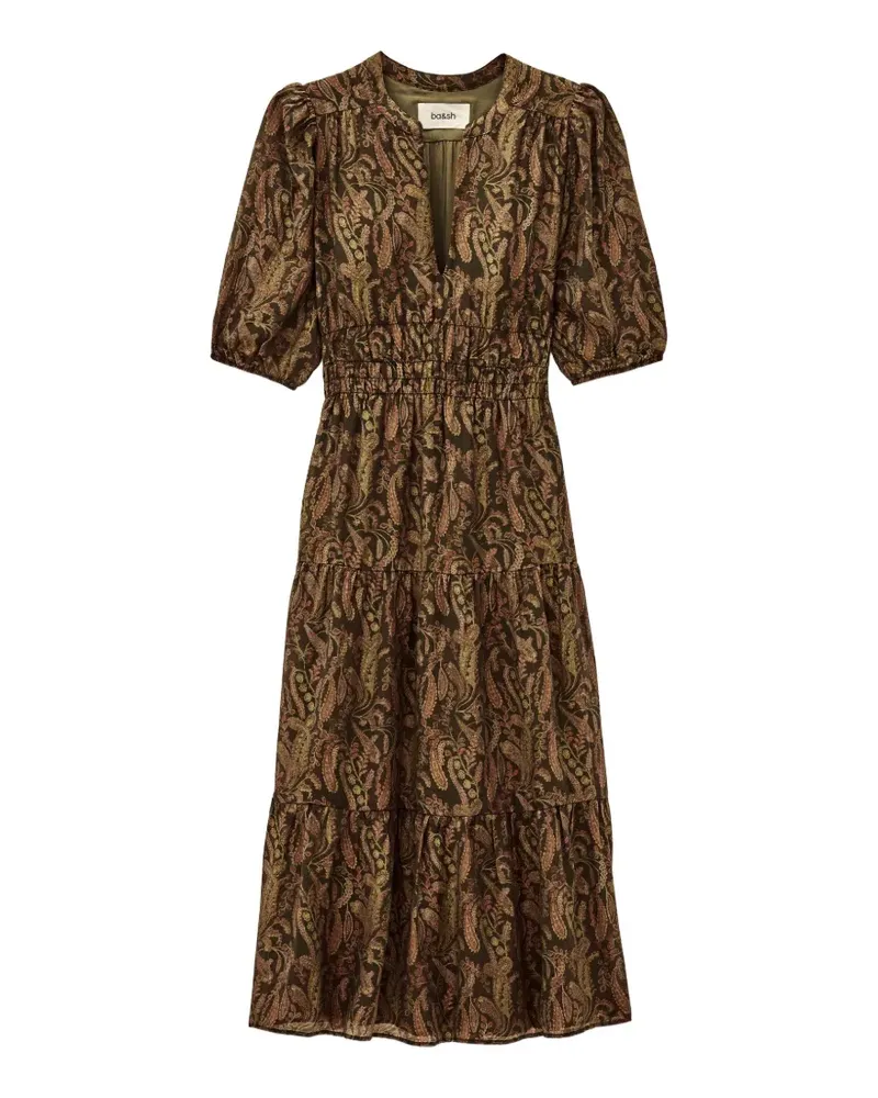 ba&sh Gestuftes Tanyssa Kleid mit Paisleymuster - Grün Grün
