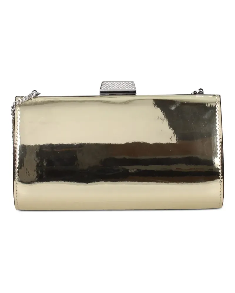 Jimmy Choo leather crystal-embellished clutch bag - Gold Gold