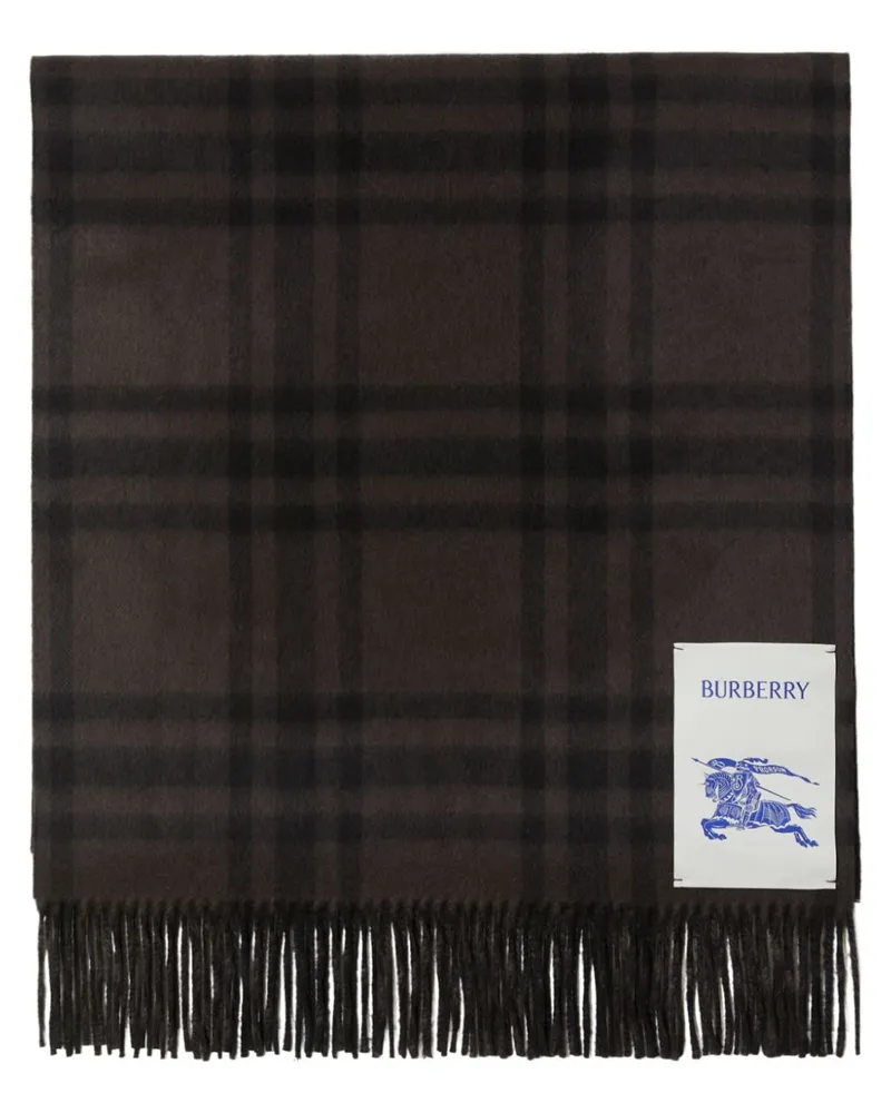 Burberry Karierter Kaschmirschal mit Ritteremblem - Braun Braun