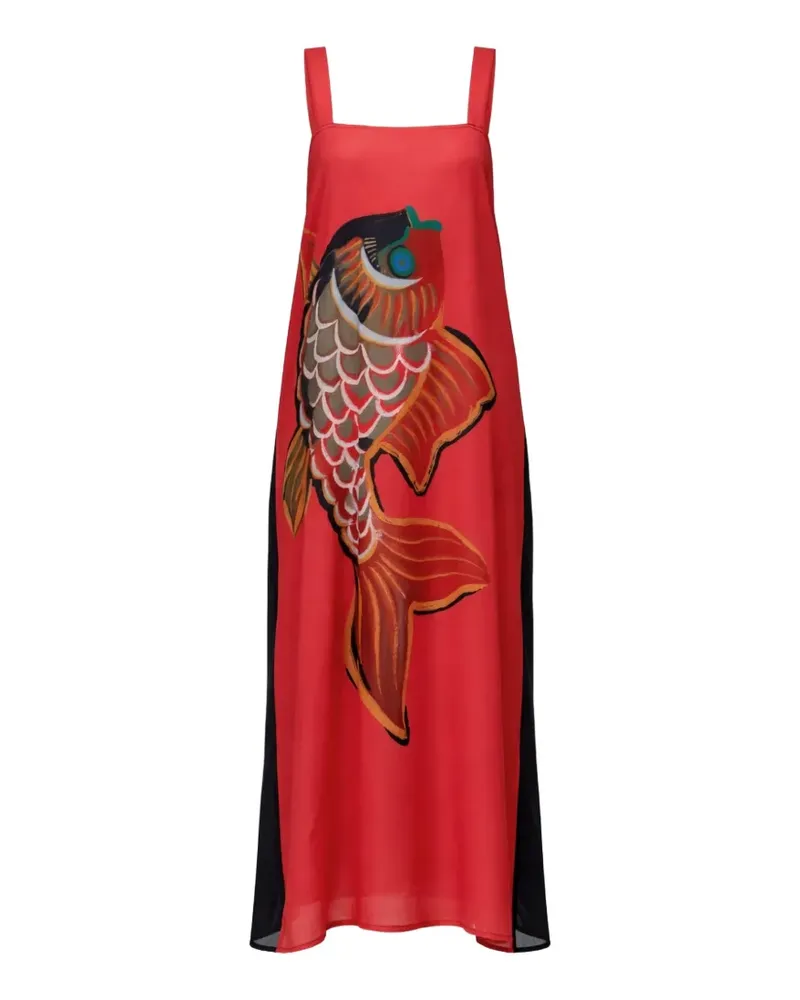 Osklen fish-print midi dress - Rot Rot
