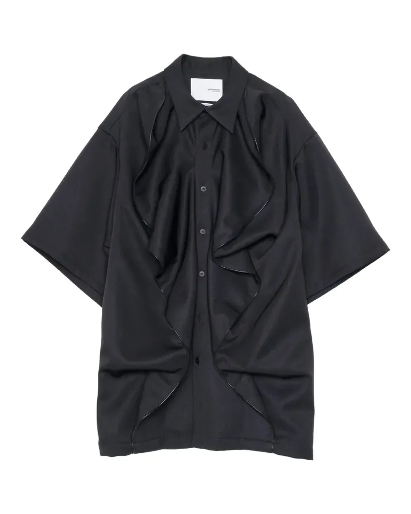 Yoshio Kubo ruffled short-sleeve shirt - Schwarz Schwarz