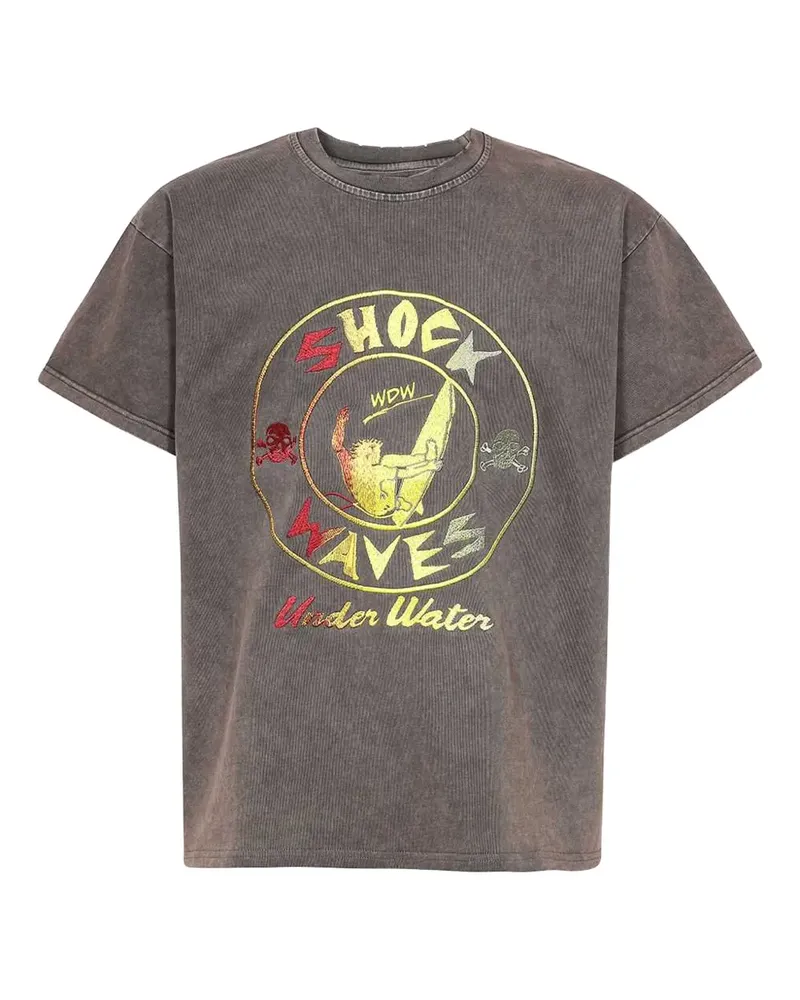 WHO DECIDES WAR T-Shirt mit aufgestickten Stoßwellen - Grau Grau