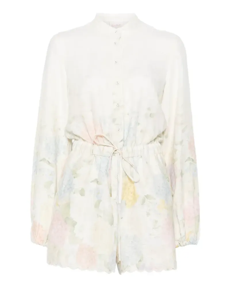 MC2 Saint Barth Julian floral-print scalloped-hem playsuit - Weiß Weiß
