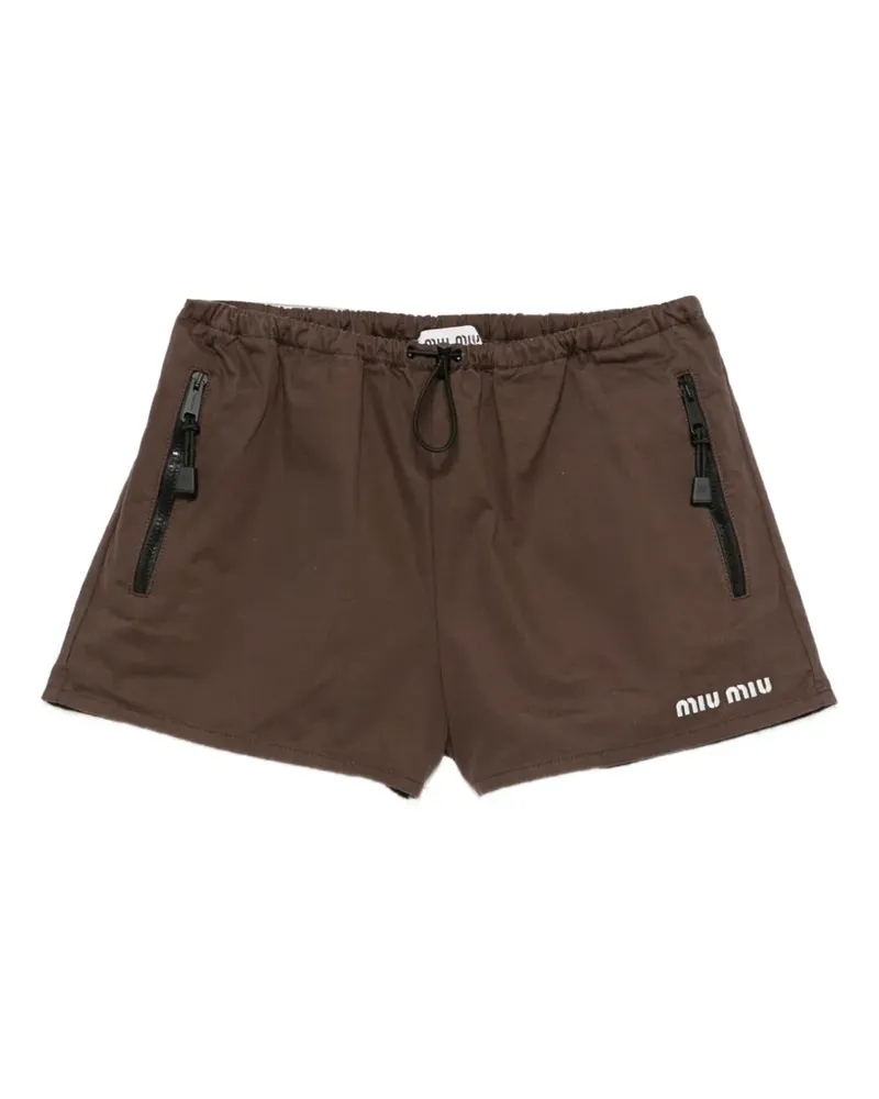 Miu Miu Shorts mit Logo-Print - Braun Braun