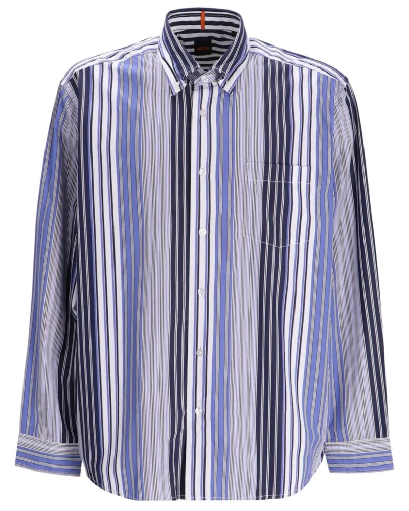 HUGO BOSS Gestreiftes Lambey Hemd - Blau Blau