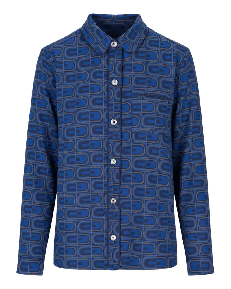 Laura Urbinati geometric-print long-sleeved pajamas top - Blau Blau