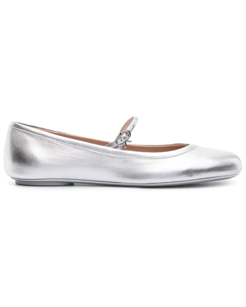 Gianvito Rossi Carla Ballerinas aus Leder - Silber Silber