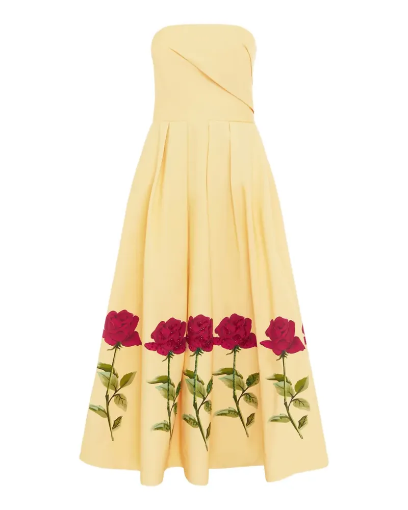 LEO LIN strapless rose print dress - Gelb Gelb