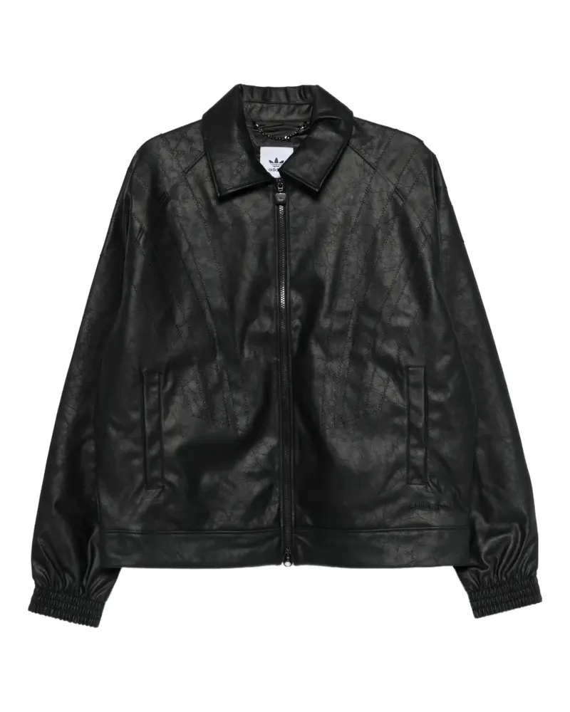 adidas Santiago Pleather zip-up biker jacket - Schwarz Schwarz