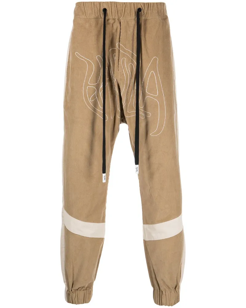 Haculla Gerippte Baggy-Hose mit Logo - Braun Braun