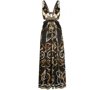 Seidenkleid mit Cut-Outs - Mehrfarbig