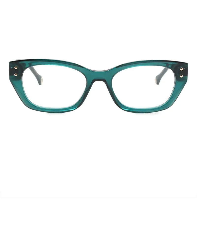 Carolina Herrera New York Cat-Eye-Brille mit Logo-Schild - Grün Grün
