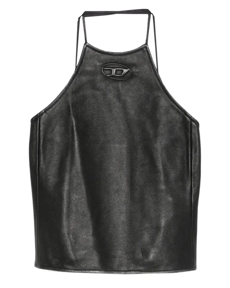 Diesel L-luvy logo-embossed leather top - Schwarz Schwarz