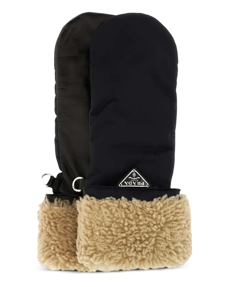 Prada Fäustlinge mit Logo - Schwarz Schwarz