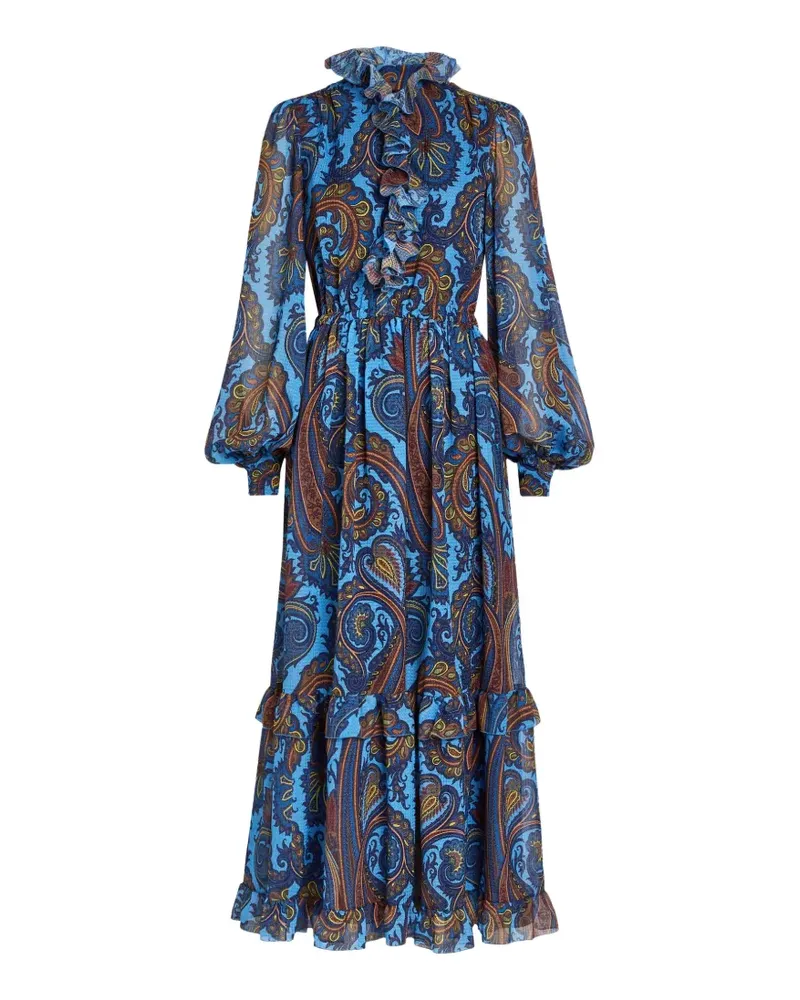 Etro ruffled paisley-print maxi dress - Blau Blau