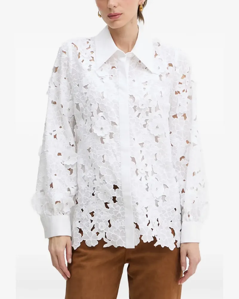 Luisa Spagnoli Balista floral-lace crystal-embellished shirt - Weiß Weiß