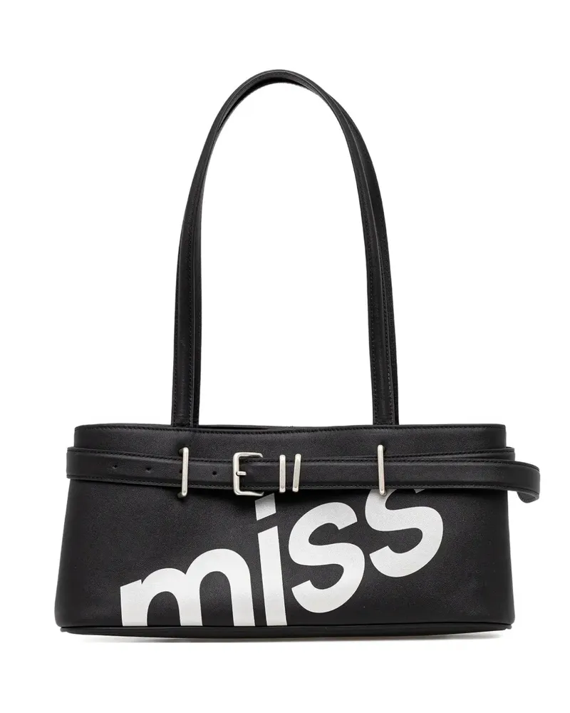 Miss Sixty buckle-detail logo-print shoulder bag - Schwarz Schwarz