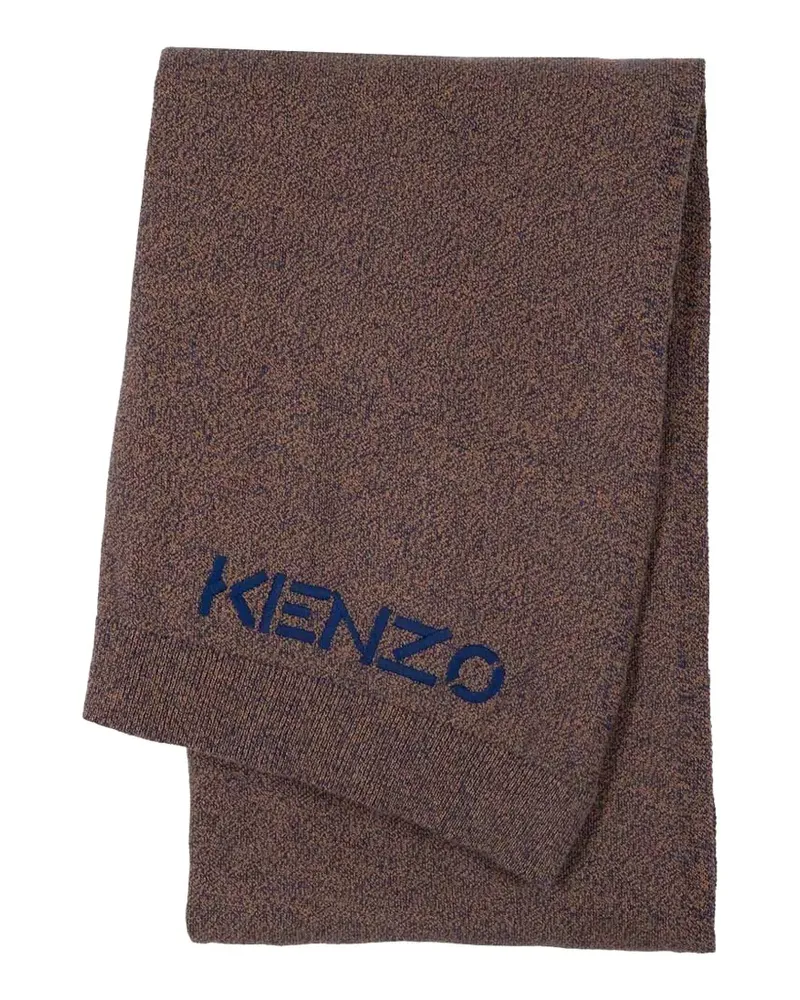 Kenzo embroidered logo knitted throw - Braun Braun