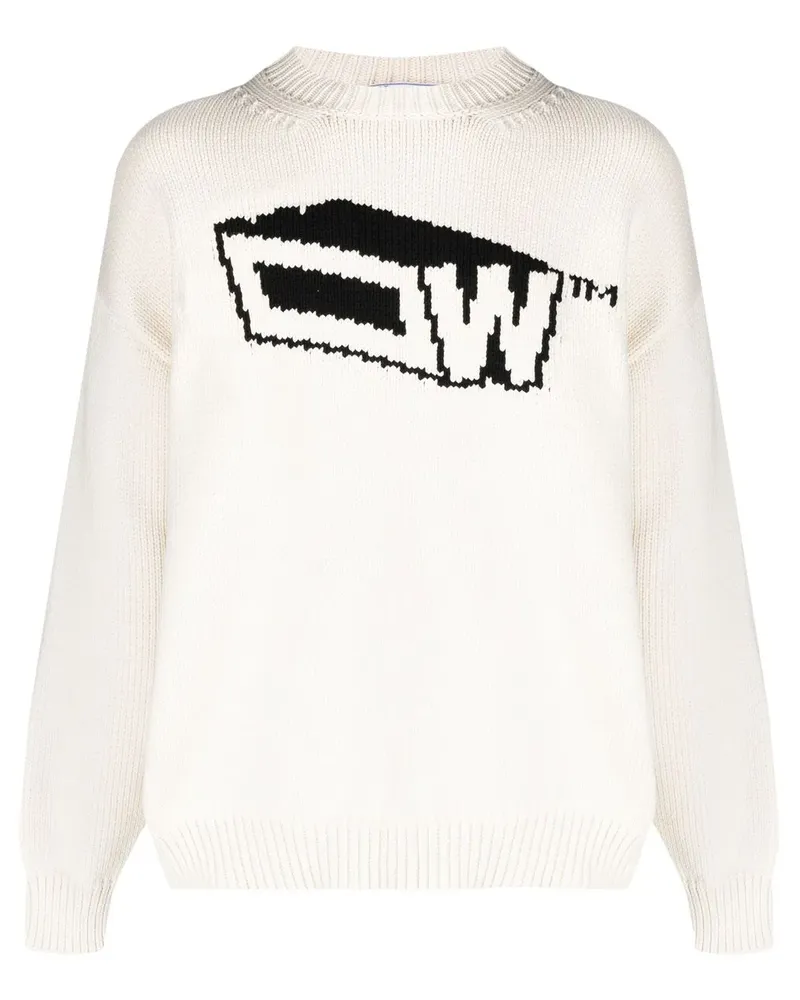 OFF-WHITE Graffiti Zine Intarsien-Pullover - Weiß Weiß
