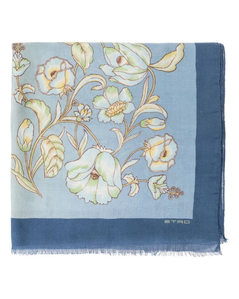 Etro Schal mit Blumen-Print - Blau Blau