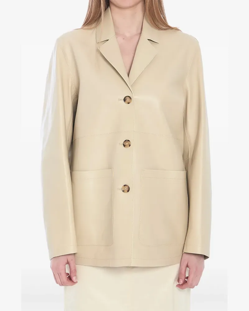 Totême Einreihiger Blazer aus Leder - Nude Nude