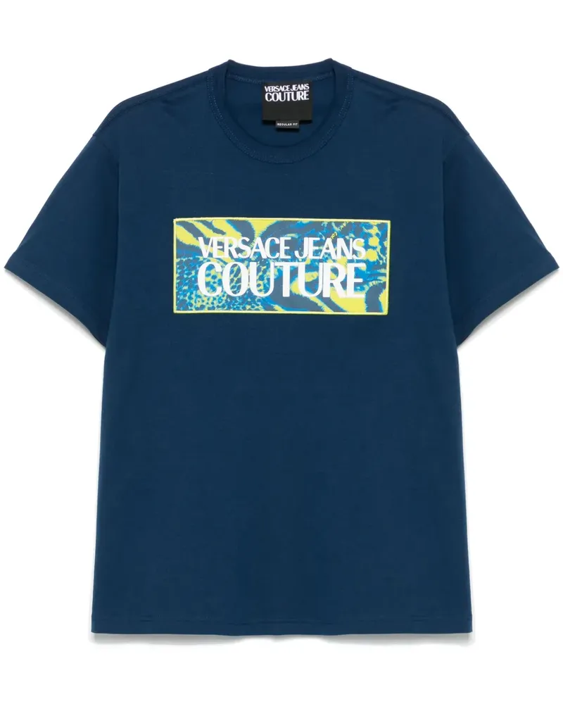Versace Jeans T-Shirt mit Logo-Patch - Blau Blau