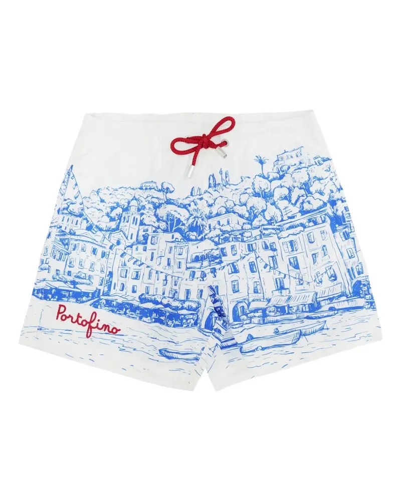 MC2 Saint Barth Portofino-print drawstring swim shorts - Weiß Weiß