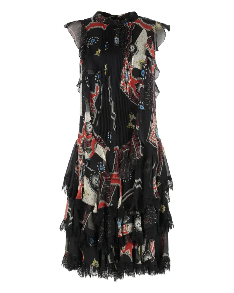 Etro ruffled print dress - Schwarz Schwarz