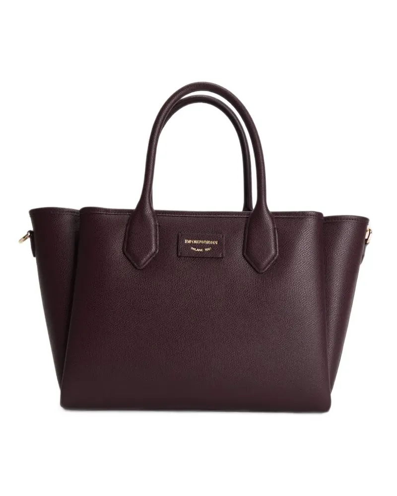 Emporio Armani logo-patch pebbled tote bag - Rot Rot