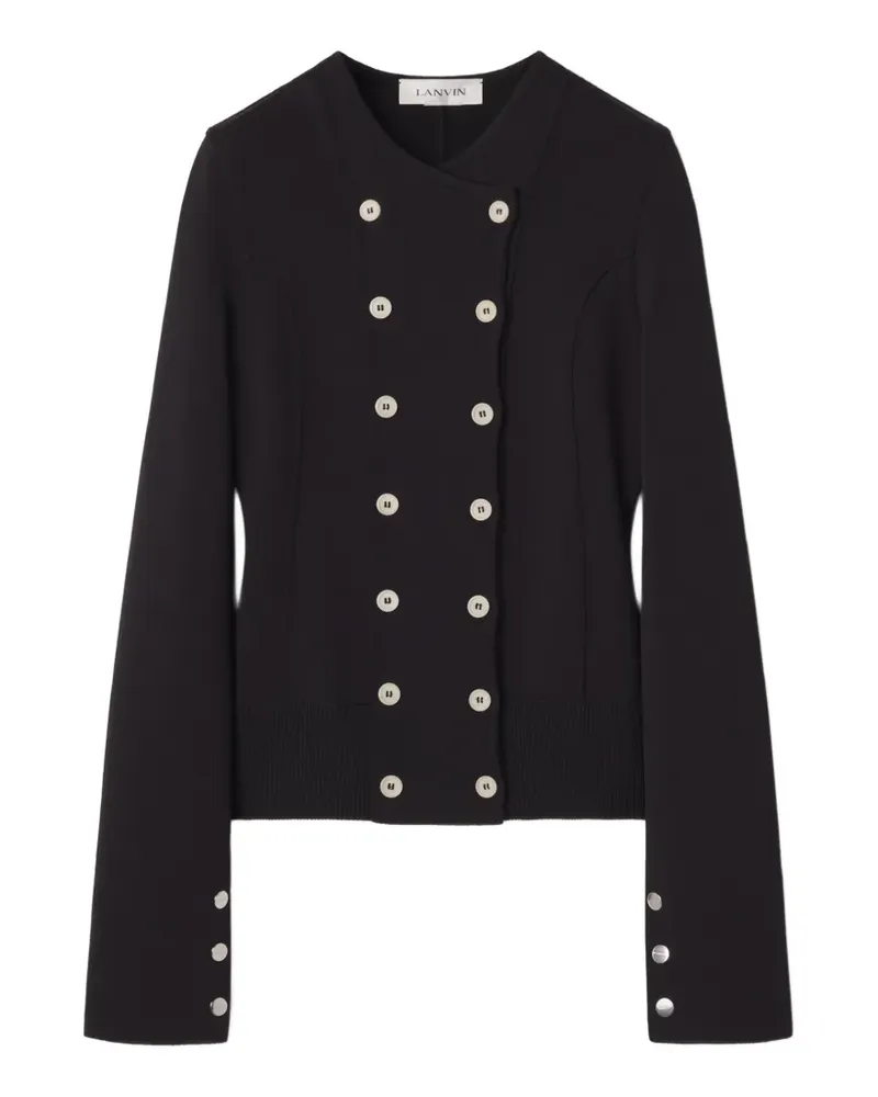 Lanvin Doppelreihige Jacke mit geripptem Besatz - Schwarz Schwarz