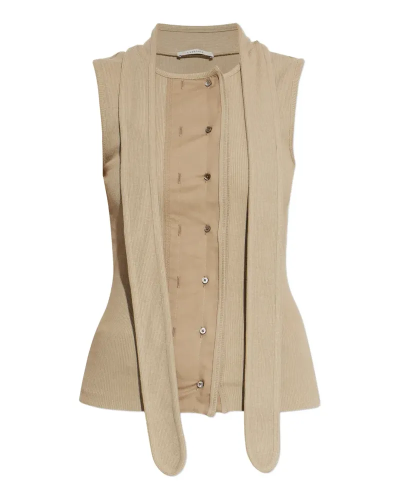 Christophe Lemaire scarf-detail ribbed top - Nude Nude