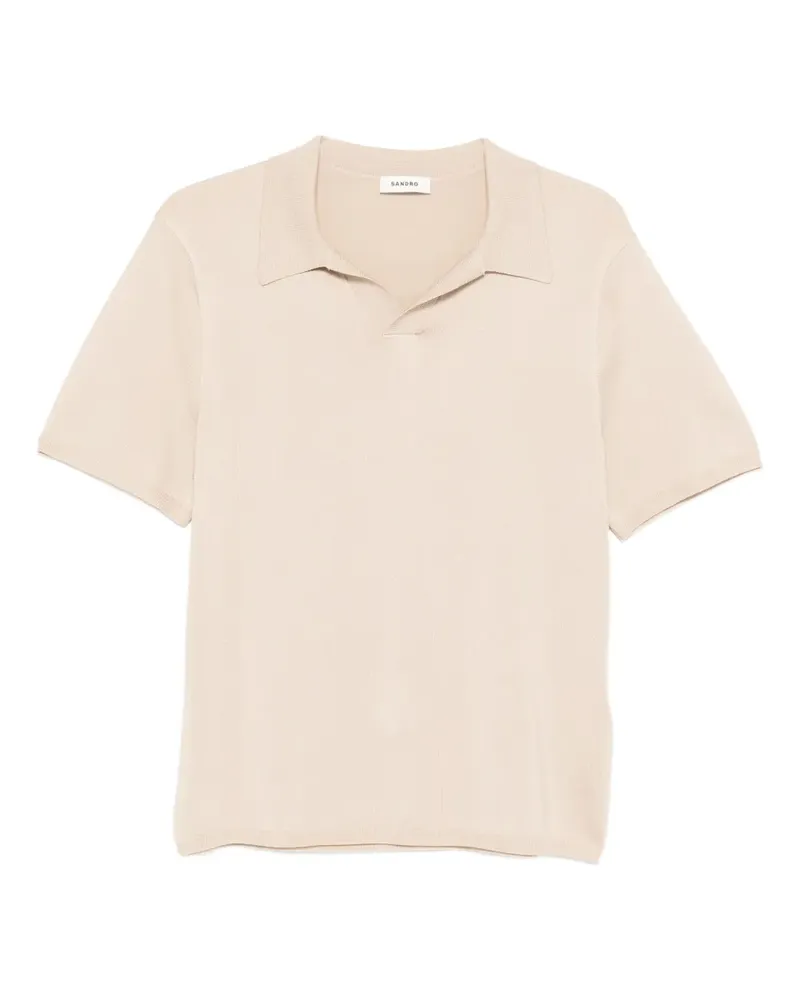 Sandro T-Shirt mit V-Ausschnitt - Nude Nude