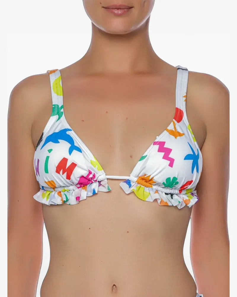 Moschino Bikinioberteil mit Rüschenbesatz - Weiß Weiß