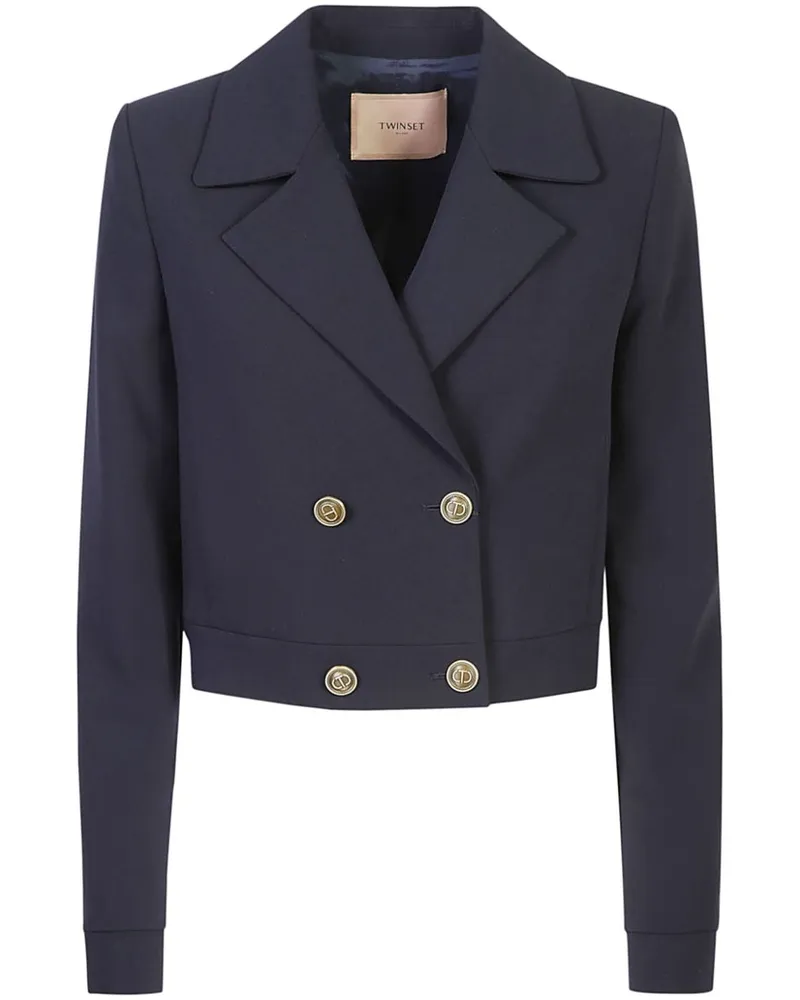 Twin-Set Cropped-Jacke mit Cady-Textur - Blau Blau