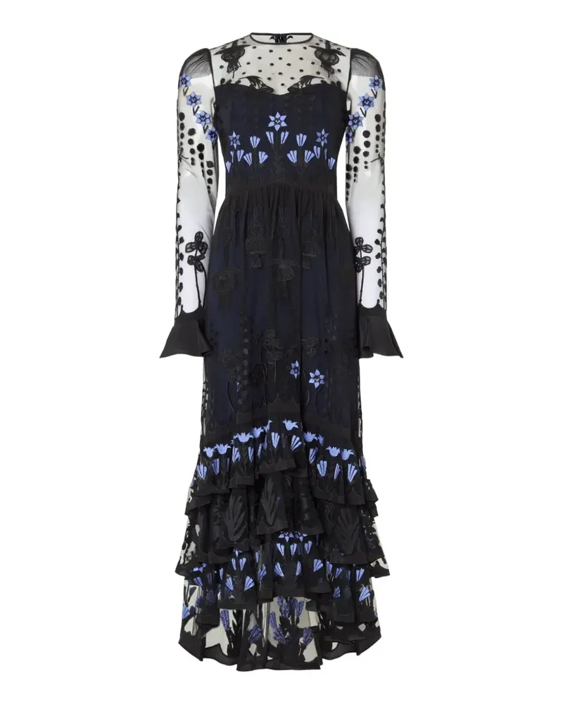 Temperley London Florette Midikleid mit Blumenstickerei - Blau Blau