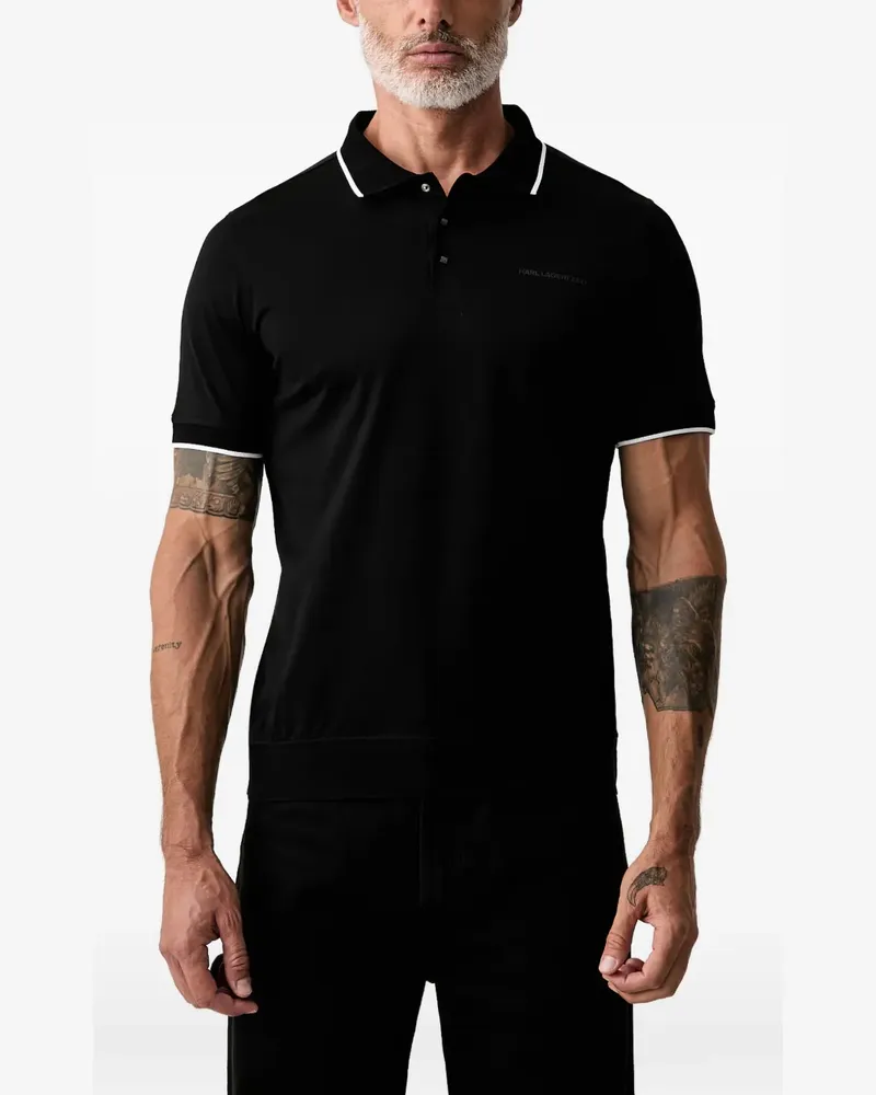 Karl Lagerfeld logo-print tipped polo shirt - Schwarz Schwarz