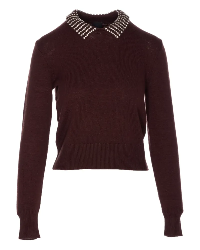 Pinko Rundhals-Pullover mit Kristallen - Braun Braun