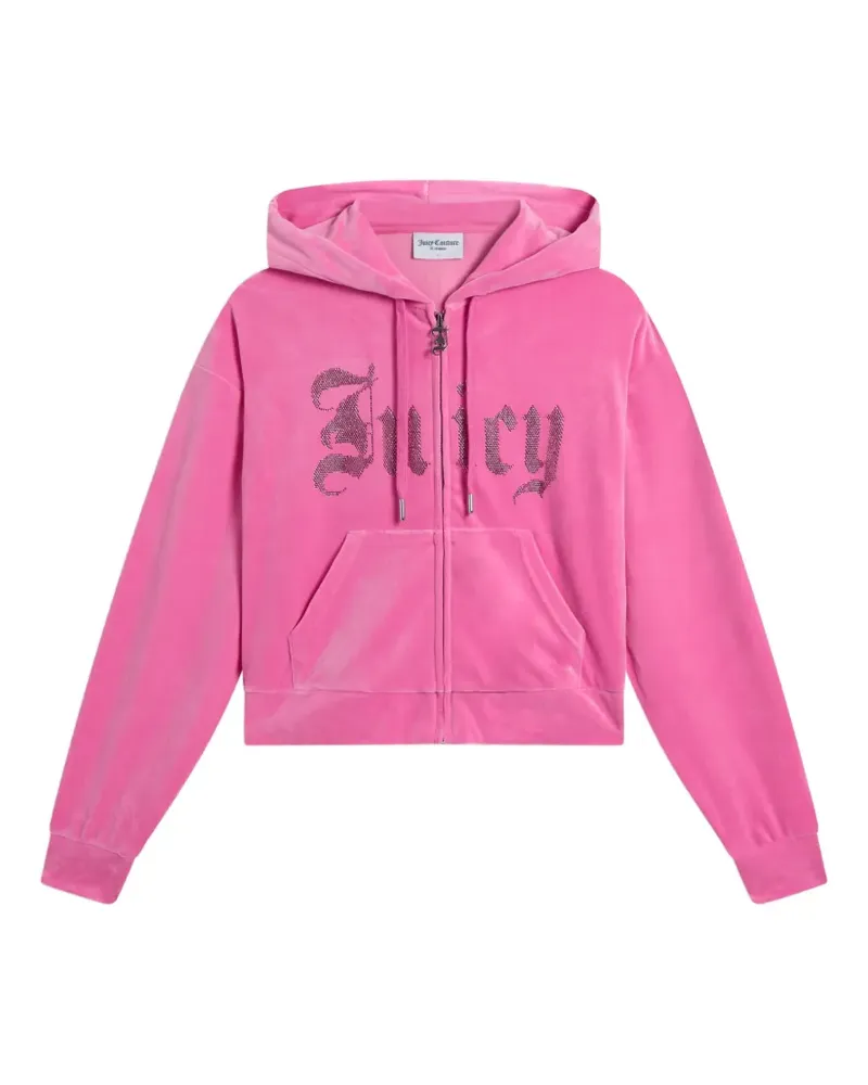 Juicy Couture rhinestone-logo cropped hoodie - Rosa Rosa