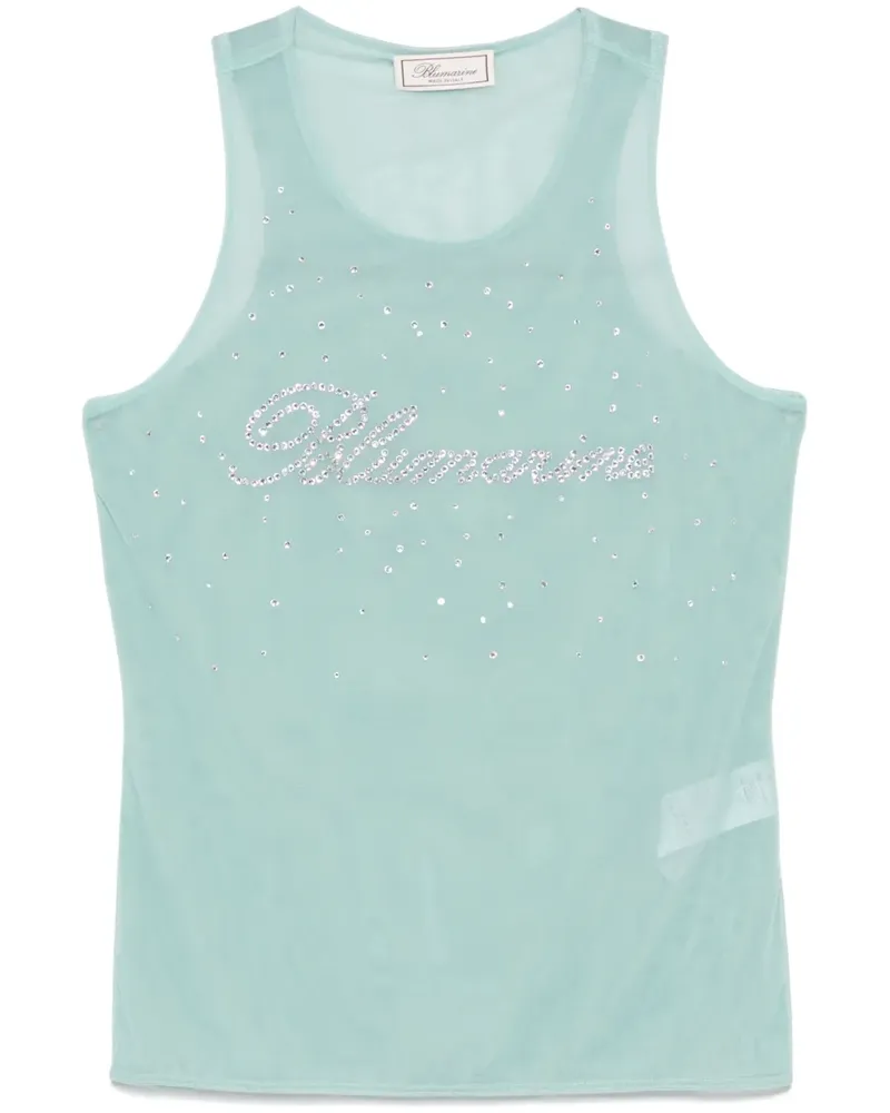 Blumarine Tanktop mit Kristall-Logo - Blau Blau