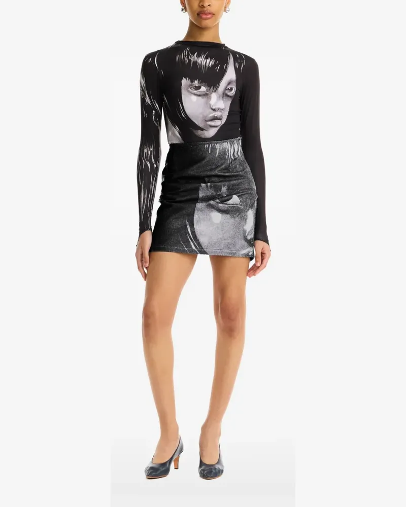 Maisie Wilen Oberteil mit Porträt-Print - Schwarz Schwarz