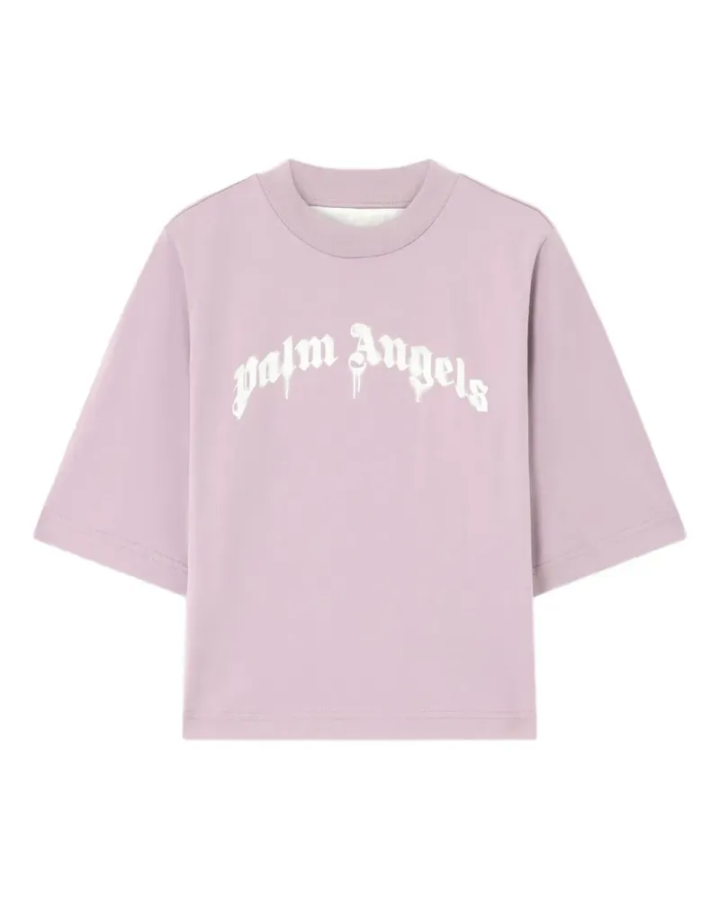 Palm Angels Kastiges T-Shirt mit Logo - Violett Violett