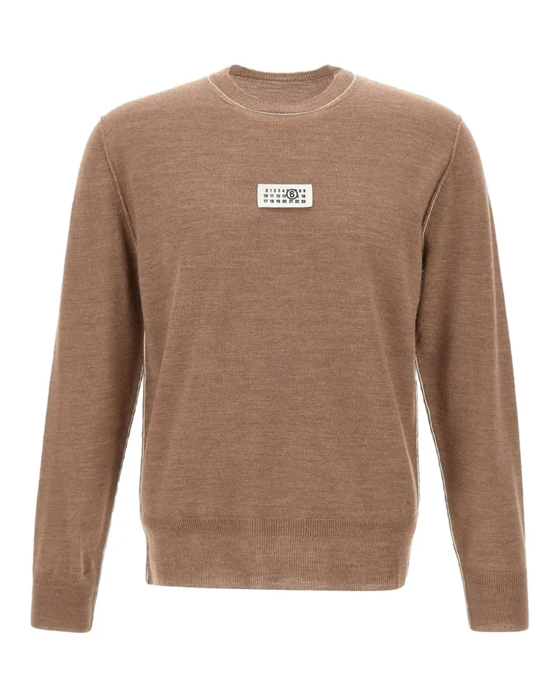 Maison Margiela contrasting-stitching Numeric-logo sweater - Braun Braun