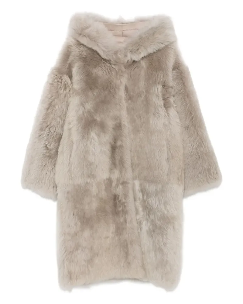 Liska Kapuzenmantel aus Faux Shearling - Nude Nude