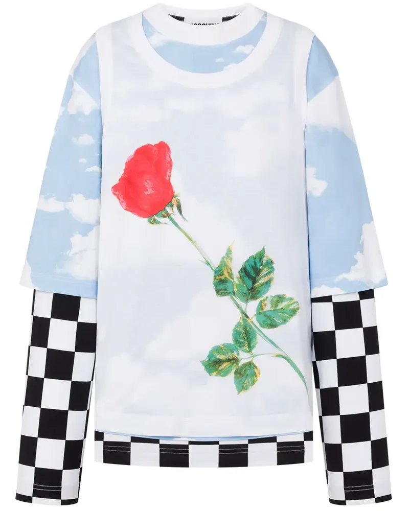 Moschino T-Shirt in Colour-Block-Optik - Weiß Weiß